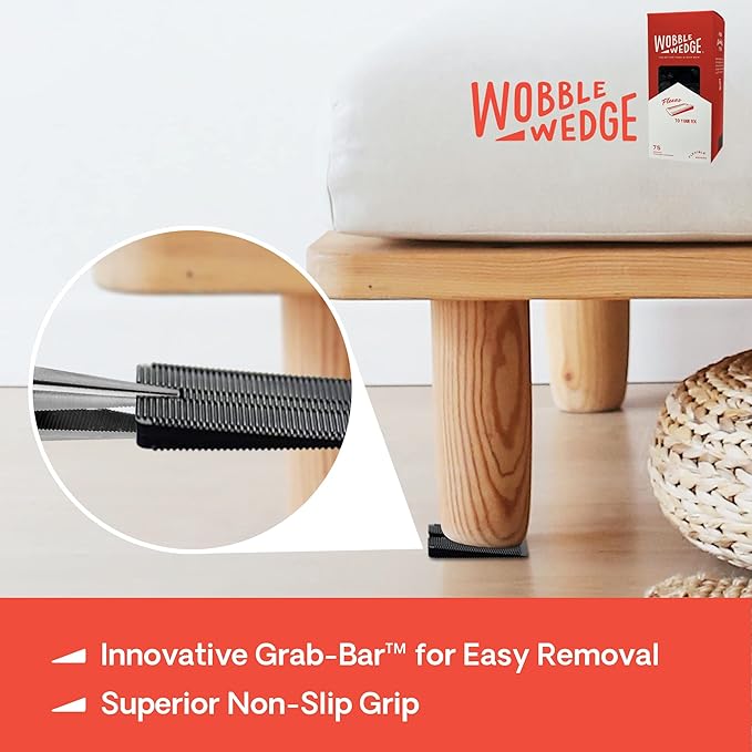 Wobble Wedges Flexible Plastic Shims - Leveling Shims for Home Improvement, Furniture Levelers, Table, and Toilet for Leveling - Made in USA Plastic Wedges Shim for Appliances (Black, 75-Pack)