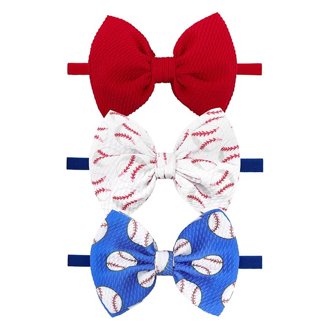 Baseball Baby Bows 0-6 Months Red Hair Bow Sport Baby Headband Soccer Bows for Girls Baseball Hairband Infant Bows Headband Game Hair Accessories