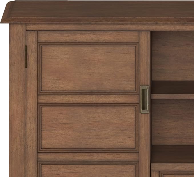 SIMPLIHOME Burlington SOLID WOOD 54 Inch Wide Transitional TV Media Stand in Rustic Natural Aged Brown for TVs up to 60 Inch, For the Living Room and Entertainment Center