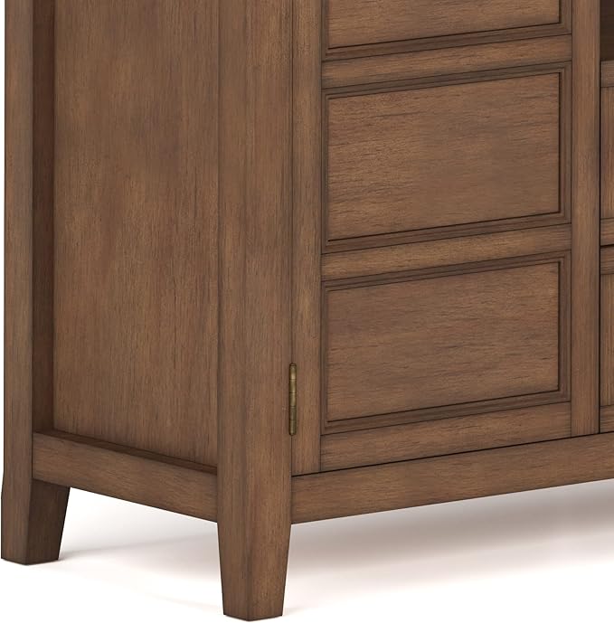 SIMPLIHOME Burlington SOLID WOOD 54 Inch Wide Transitional TV Media Stand in Rustic Natural Aged Brown for TVs up to 60 Inch, For the Living Room and Entertainment Center