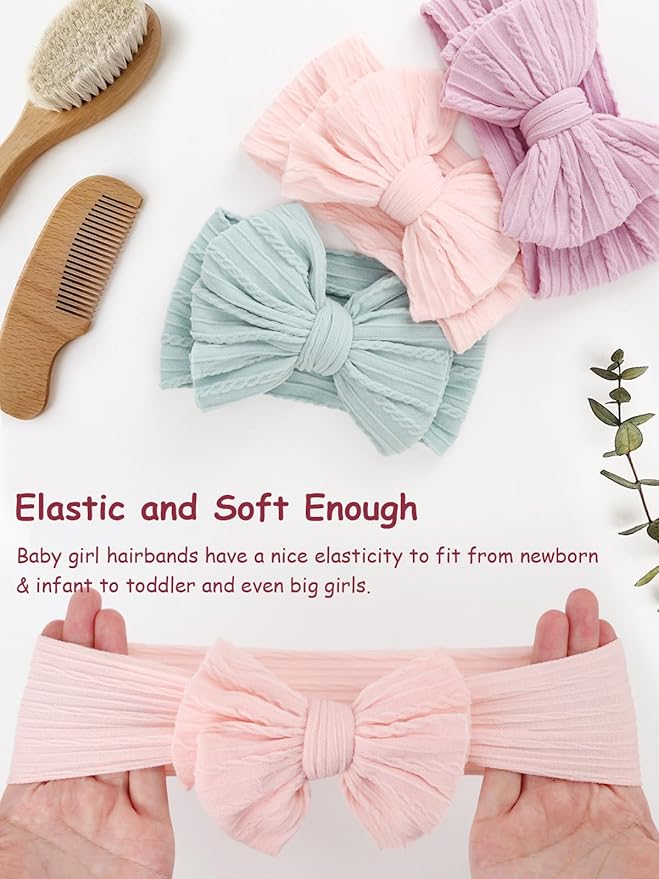 AQOKKA Baby Bows Headbands Nylon Baby Girl Headbands Soft Handmade Hairbands Toddler Hair Accessories for Girls Baby Newborn Infant Kids