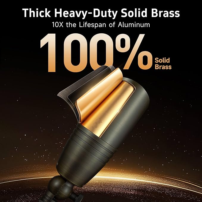 Gardenreet Brass Landscape Lighting - Low Voltage Spotlights Outdoor LED, 12V Wired Uplights, Waterproof Spot Lights, Antique Bronze for Outside Trees with 5W 2700K Warm White MR16 Bulb (4 Pack)