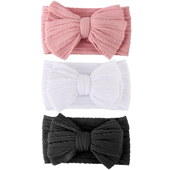 AQOKKA Baby Bows Headbands Nylon Baby Girl Headbands Soft Handmade Hairbands Toddler Hair Accessories for Girls Baby Newborn Infant Kids