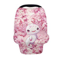 Biyejit Axolotl Pink Floral Nursing Cover for Newborn Breastfeeding Multi Use Infant Stroller Canopy Unisex Baby Car Seat Cover High Chair Cover Shopping Cart Cover for Baby Boy Girl