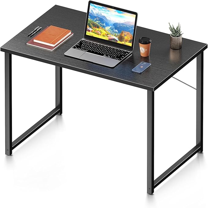 Coleshome 32 Inch Computer Desk, Modern Simple Style Desk for Home Office, Study Student Writing Desk, Black