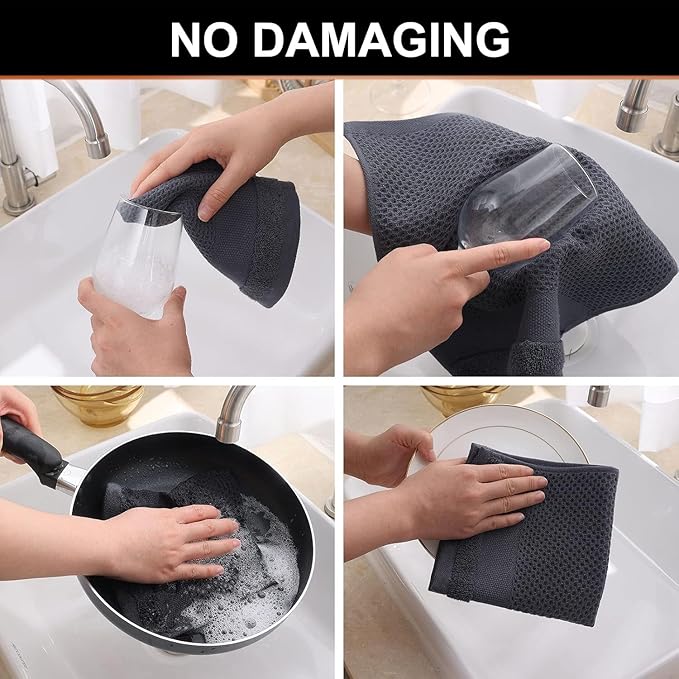 Homaxy Kitchen Towels and Dishcloths Set, 12 x 12 and 13 x 28 Inches, Super