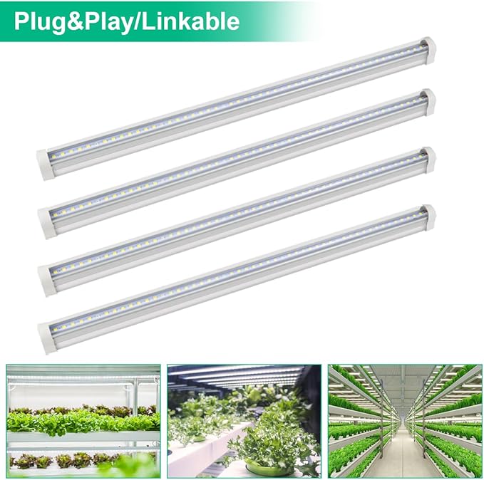 T5 Grow Lights 5000K Full Spectrum,1.4FT (4pcs x 10 Watts) Plant Growing Lamp,End-to-End Connectable Led Light Strips for Indoor Plants Succulents Flowers Growing