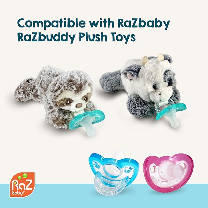 RaZbaby Jollypop Pacifier for Newborns & Up, USA Made, Natural Shaped Orthodontic Binky, Lovingly Shared in NICUs & Hospitals Worldwide, Medical-Grade 100% BPA-Free - 0-3 Months, 6 Pack - Lavender
