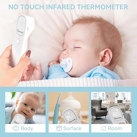 Berrcom Non Contact Infrared Thermometer Digital Forehead Thermometer for Adults and Kids Temperature Thermometer 3 in 1 with Fever Alert Touchless Baby Thermometer Large LED Display