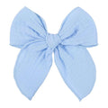 5.5 Inch Sky Blue Fable Hair Bow: Handmade Linen Cotton Hair Clip for Girls - 1 PCS