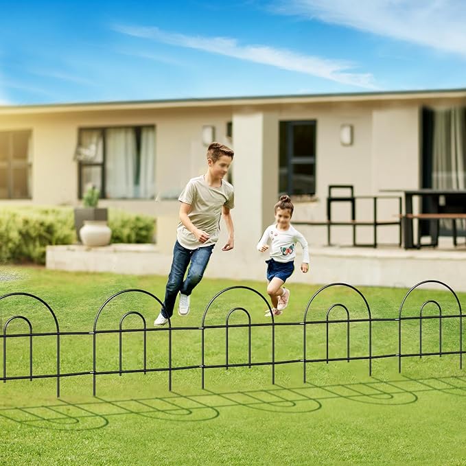 Decorative Black Garden Border Fence 18inX50ft Metal Wire Edging Flower Bed Folding Fences Panel Outdoor Garden Fencing Patio Edge Landscape for Yard
