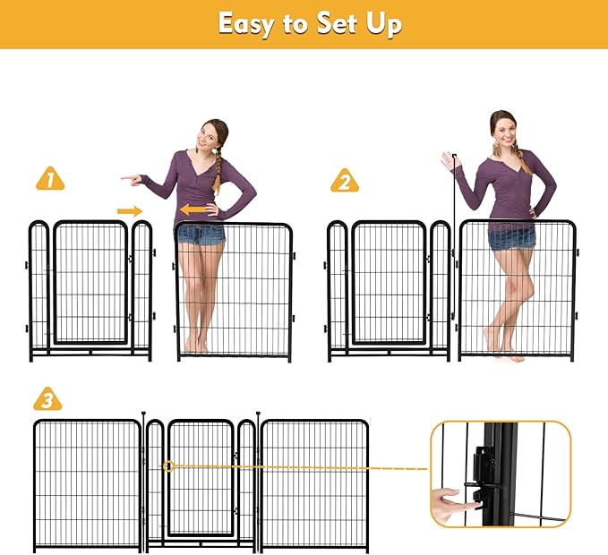 Garden Fencing 36 Inch High, 4 Panels Total 8.9 Ft(L) Dog Fencing Outdoor for Yard, 4 One-Sided Plate, No Door, Anti Dig Fence Barrier, Dog Pen, Rabbit Fence, Garden Fences and Borders