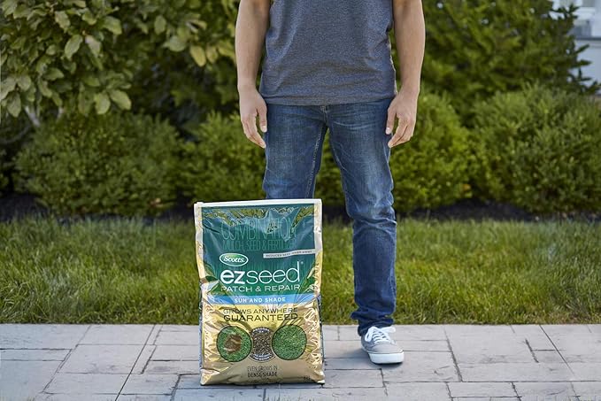 Scotts EZ Seed Patch & Repair for Sun and Shade Combination Mulch, Sun and Shade Grass Seed and Fertilizer for Bare Spots and Repair, Grows Anywhere, 20 lbs.