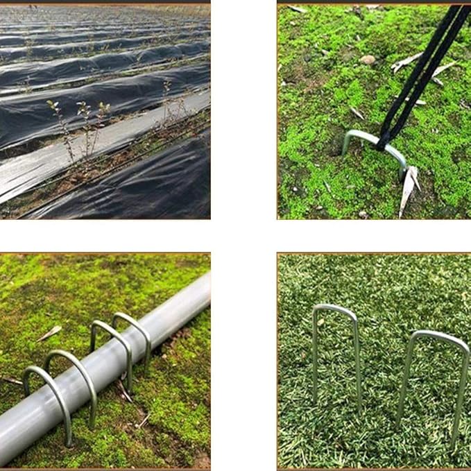 AAGUT Landscape Staples 12 Inch 8 Gauge Galvanized Fence Stakes 20 PCS Anti-Rust Landscape Pins for Secure Lawn Fabric, Weed Barrier Fabric, Ground Cover, Dripper Irrigation Tubing Soaker Hose