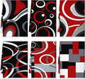 Boyiee Set of 6 Red Black Grey White Kitchen Towels Modern Geometric Dish Hand