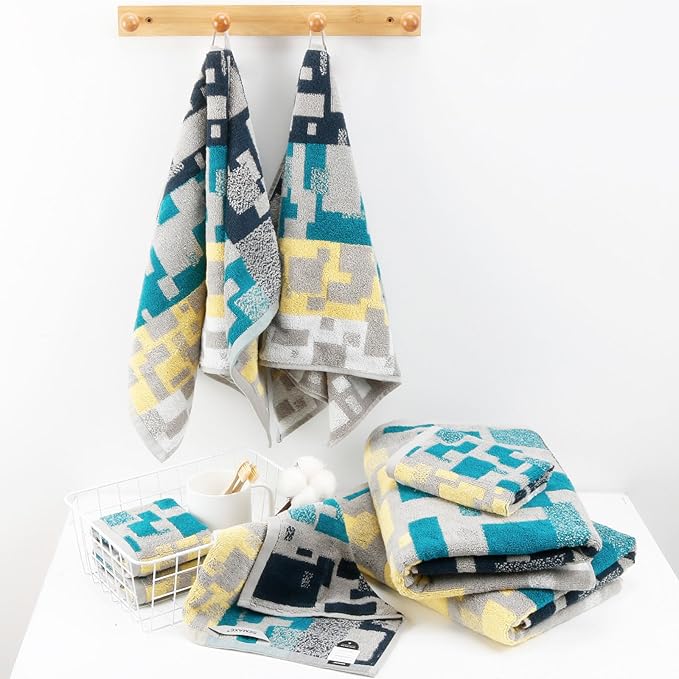 SEMAXE 18-Pack Bath Towel Set Include 6 Bath Towels, 6 Hand Towels, 6 Wash
