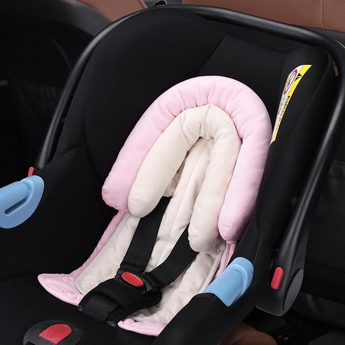 COOLBEBE New 2-in-1 Babybody Supports for Baby Newborn Infants - Extra Soft Stroller Cushion Pads Car Seat Insert, Seasons, Pink