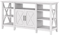 Bush Furniture Key West Tall TV Stand for 65 Inch TV in Pure White Oak, Farmhouse Entertainment Center with Storage