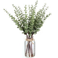 VIERENA 17.5" Artificial Eucalyptus Stems in Glass Vase with Faux Water,Fake Plant Eucalyptus Leaves White Seeds for Centerpiece Table Decorations Farmhouse Wedding Home Greenery Decor (Sage Green)