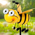 Metal Bee with Solar Light Eyes Bee Yard Art Garden Decorations - Decorative Garden Stakes for Garden Lawn Fence Backyard Patio Outdoor Wall Art Gifts