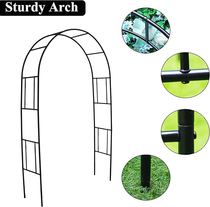 Metal Pergola Arbor Trellis, 7 Feet High x 4 Feet Wide, Garden Arch for Various Climbing Plant Wedding Garden Lawn Backyard Arch Bridal Party Decoration Arbor