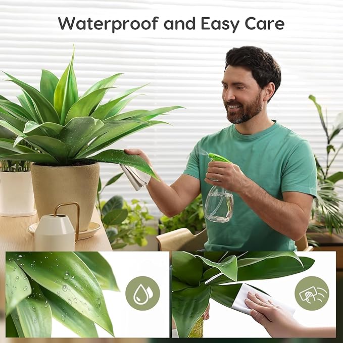 Velener Artificial Agave Plant Set,22 Inch, Faux Aesthetic Plants for Home Decor, Realistic UV Resistant Fake Agave Plants Without Pot, Set of 2