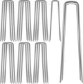AAGUT Landscape Staples 12 Inch 8 Gauge Galvanized Fence Stakes 20 PCS Anti-Rust Landscape Pins for Secure Lawn Fabric, Weed Barrier Fabric, Ground Cover, Dripper Irrigation Tubing Soaker Hose