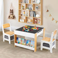 Asweets Kids Table and Chair Set,4 in 1 Toddler Desk with Storage Drawer,Wooden Activity Table for 2 in 1 Detachable Tabletop,Bookshelf,Suitable for Classroom,Home,Nursery,Playroom (Natural White)