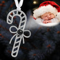 NAZENTI Personalized Christmas Tree Candy Cane Ornament, Custom Projection Photo Decoration for Family, Christmas Bauble, Projection Xmas Tree Decoration with Picture Inside