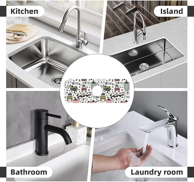 Coffee Coffe Kitchen Sink Splash Guard Faucet Mat Super Absorbent Fast Drying