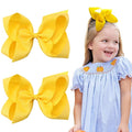 Oaoleer 2PCS 6inch Yellow Layered Grosgrain Ribbon Bow Alligator Clips, Baby Hair Accessories for Girls, Infants, Toddlers, Teens, and Children