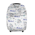 Personalized Cute Elephant Baby Car Seat Covers with Name, Custom Multiuse Nursing Breastfeeding Car seat Canopy, Infant Stroller Covers for Newborn Girl Boy, Ultra-Soft Breathable, Nursing Scarf