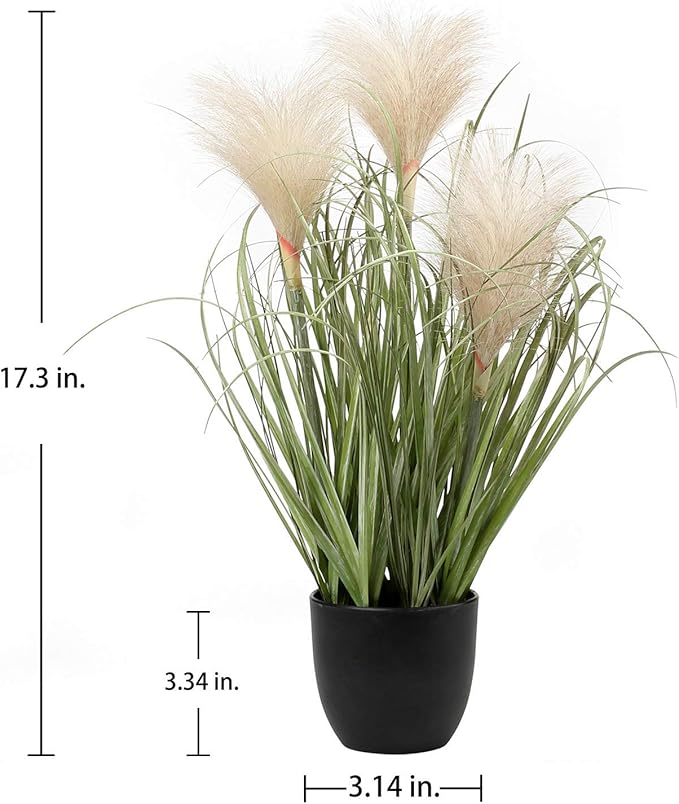 Briful Small Fake Plants 17" Faux Grass Plants Decor Artificial Potted Plants for Home Bathroom Office Desk Garden Indoor Decoration