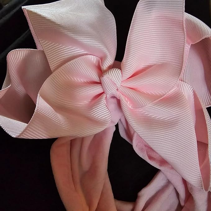 8 Pcs Baby Girls Headband Bows, Soft Nylon Hairbands Cute Big Bow Super Elastic Headband For Baby Girls Newborn Infant Toddlers (8 Pcs Traditional Color, Large)