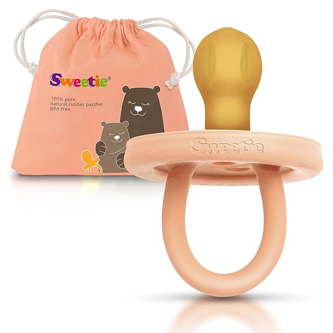 SWEETIE Rubber Pacifier Natural Rubber Pacifier Rounded (Light Pink, 12-18 Month)