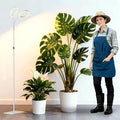 Dual Head Grow Light for Indoor Plants,Full Spectrum Halo Plant Lights with Stand, Floor Standing Growing Lamp with Adjustable Height,Auto Timer,Dimmable Brightness for Tall Large Plant（White