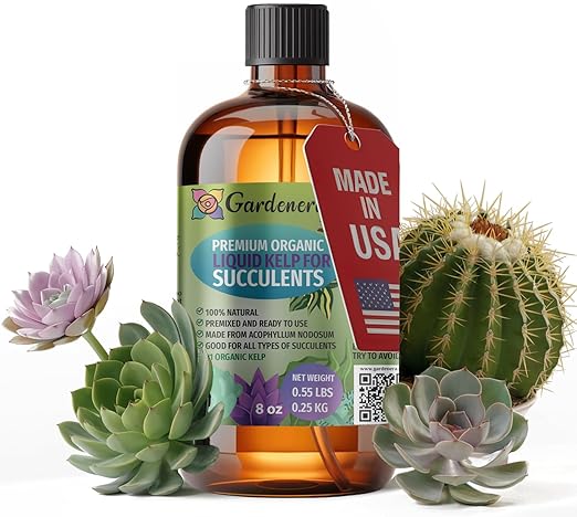 GARDENERA Premium Organic Seaweed & Kelp Superfood for Succulents & Cacti Plants - 8 oz - Liquid Kelp Fertilizer Concentrate (Makes 45 Gallons)