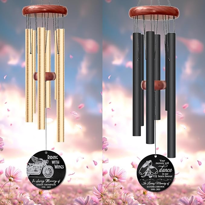 Personalized Dancer Memorial Wind Chime – “Your Memory Will Dance in Our Hearts Forever” Custom Engraved Name & Years – Sympathy Gift for Dance Lovers – Memorial Windchime Tribute Keepsake for Loss
