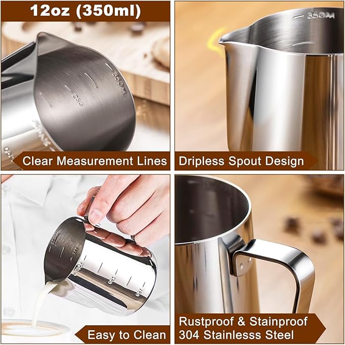 Espresso Accessories Kit 51mm Tamper: 51mm Espresso Tamper Set Espresso Kit Including Coffee Tamper, Milk Frothing Pitcher, WDT Tool Espresso, Tamper Mat, Latte Art Pen, Coffee Spoon, Coffee Stencils