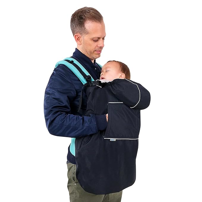 JAN & JUL Waterproof Baby Rain Cover with Hood and Pockets, Universal for Baby Carriers and Strollers (Black)