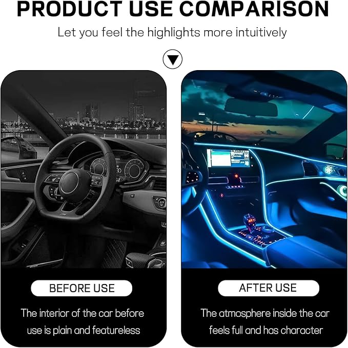 Car LED Strip Light, 12V 48 LED Interior Atmosphere Lights Under Dash Ambient Night Light, Universal Auto Interior Decorative Lamp with USB Port, Truck SUV Car Accessories (Ice Blue, USB)