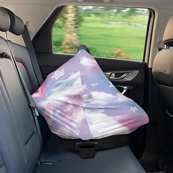 GIFTPUZZ Cute Axolotl Car Seat Covers Nursing Cover Carseat Canopy for Babies Privacy Protection, Multi- Use Breastfeeding Covers, Shopping Cart Stroller Covers Infinity Scarf Car Seat Canopies