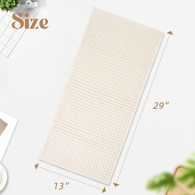 Jacquotha Waffle Hand Towels 2-Piece – Cotton, Quick Dry, Lint Free, 13” x 29”