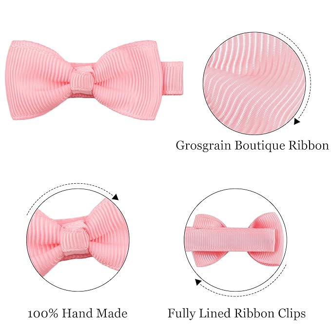 CÉLLOT Baby Girls Hair Clips 25PCS Fully Lined Tiny 2" Hair Bows Alligator Clips for Infants Toddlers