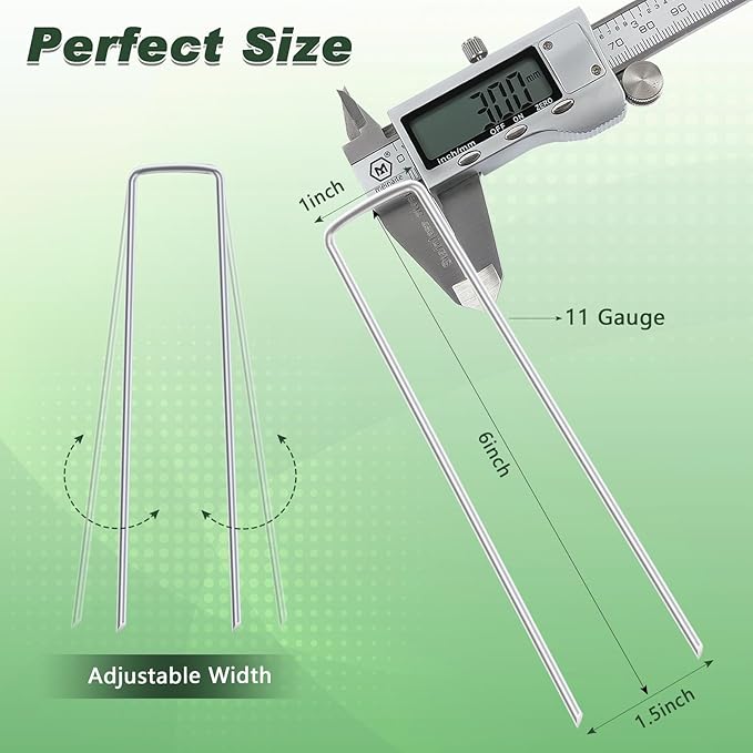 FEED GARDEN 6 Inch 100 Pack Galvanized Landscape Staples Plant Cover Stakes 11 Gauge Tent Stakes Garden Stakes Landscaping Fabric SOD Pins Yard Stakes for Decoration Weed Barrier Fabric