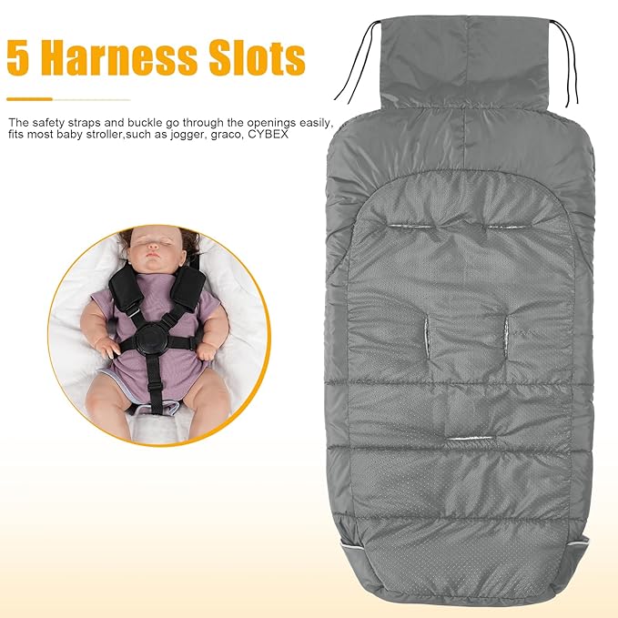 Yoofoss Stroller Cover for Winter, Toddler Stroller Footmuff Universal for Most Stroller, Water Resistant Warm Coral Baby Stroller Bunting Sleeping Bag Light Grey
