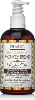 Shea Terra Organics Mama and Baby Collection | Bananas & Monkey Bread Baby Oil | Non Toxic All Natural Baobab and Shea Butter Oil for Cradle Cap, Rashes, Diaper Area and Dry Skin Relief – 8oz
