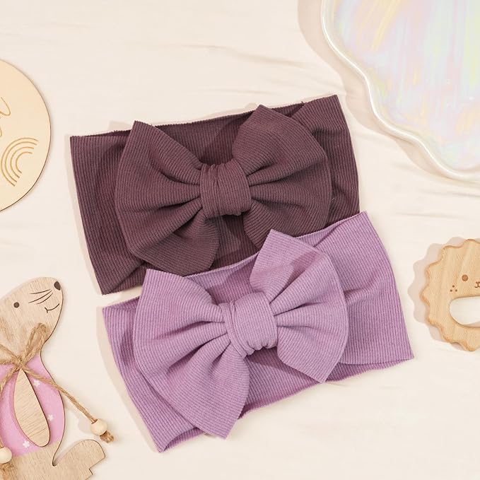 CÉLLOT 8 Colors Super Stretchy Soft Knot Baby Girl Headbands with Hair Bows Nylon Head Wrap For Newborn Baby Girls Infants Toddlers Kids(Fall and Winter)
