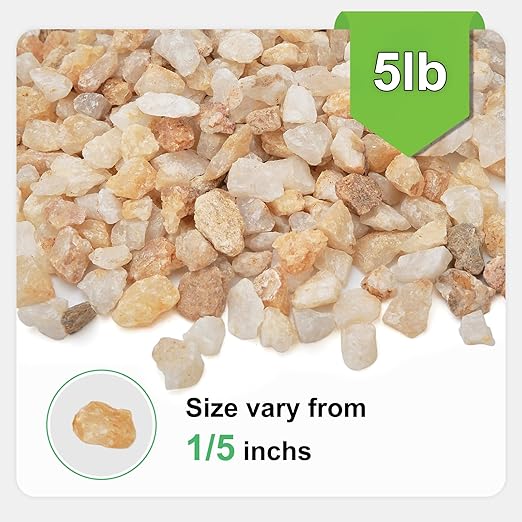 5 lbs Coarse Silica Sand for Indoor Plants, 1/5 Inch Natural Decorative Gravel for Vases, Aquariums, Terrarium, Fish Tank, Drainage Rocks for Potted Plants, Bamboo, Succulent, Crafts, Cactus