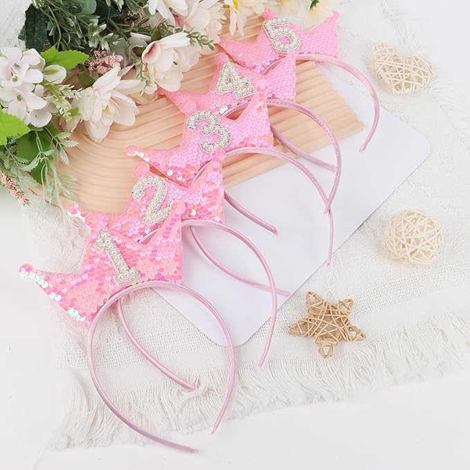 Pink Glitter 1st Birthday Girl Headband, Elastic Comfortable, Perfect for 1 Year Olds, Ideal Gift